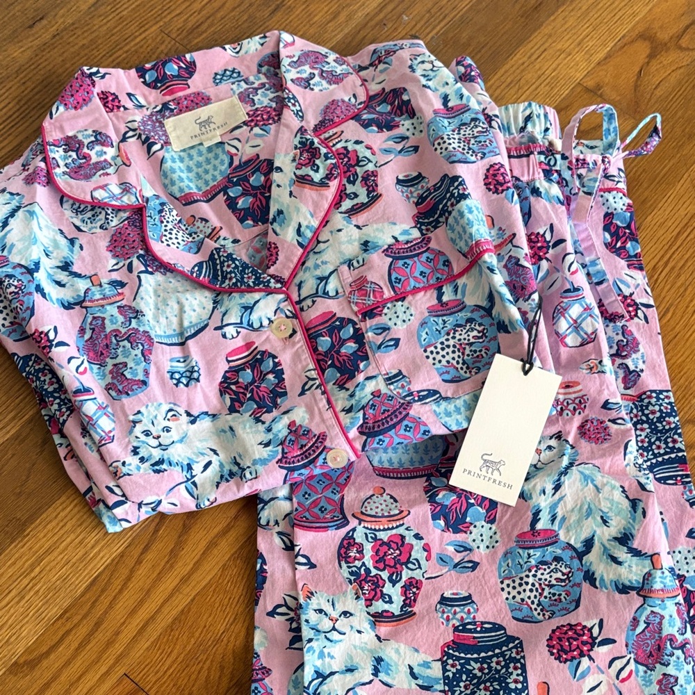 Print fresh fancy cat long sleeve pj set SOLD OUT